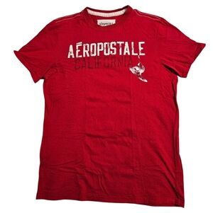 Aeropostale Y2K Red California Surfer Graphic Logo Tee XL